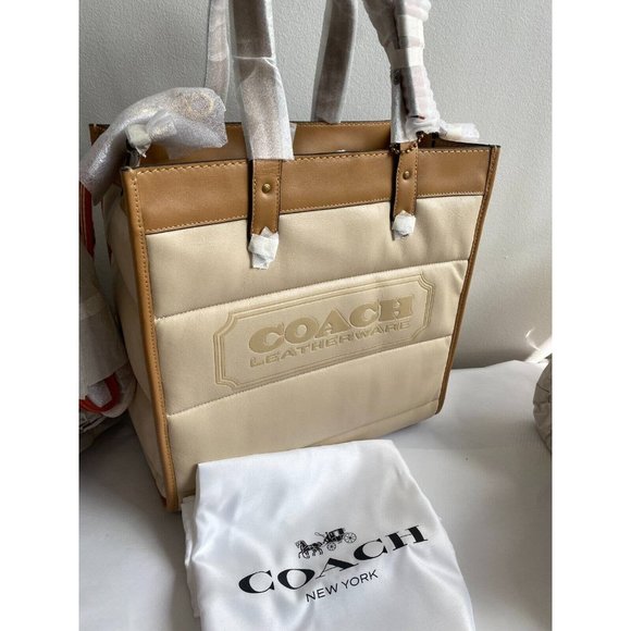 NWT COACH Quilted Ivory Multi Colorblock Large Field Tote (C6847) - Picture 2 of 10